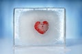 Heart inside ice block