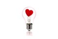 Heart inside the light bulb.Love concept