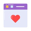 Heart inside webpage depicting concept of favorite website icon