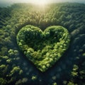 Heart in an island by a forest on a lake, landscape of love and romance for dreamy lovers Royalty Free Stock Photo