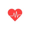 Heart Isometric health care concept red shape and heartbeat. Vector illustration. Royalty Free Stock Photo