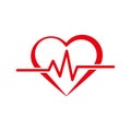 Heart Isometric health care concept. Red shape and heartbeat. Vector illustration. EPS 10. Royalty Free Stock Photo