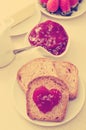 Heart of jam on a toast, filtered Royalty Free Stock Photo