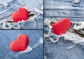 Heart in jeans.Collage Royalty Free Stock Photo