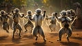 a group of dancing monkeys in jungle generated by AI tool