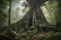 Ancient tree that whispers secrets of the past, present, and future when you touch its bark, concept of Mystical