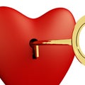 Heart With Key Close Up Showing Love Romance And Valentines Royalty Free Stock Photo