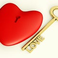 Heart With Key Closeup Showing Love Romance And Valentines Royalty Free Stock Photo