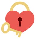 Heart with key hole. Locked love color symbol Royalty Free Stock Photo