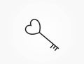 heart key line icon. love and romantic symbol. vector image for valentines day design Royalty Free Stock Photo