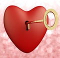 Heart With Key And Pink Bokeh Background Showing Love Romance An Royalty Free Stock Photo