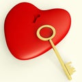 Heart With Key Showing Love Romance And Valentines Royalty Free Stock Photo