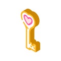 heart key wedding key isometric icon vector illustration