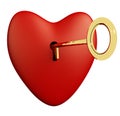 Heart With Key And White Background Showing Love Romance And Val Royalty Free Stock Photo