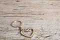 Heart keyring on rustic wooden table