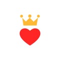 Heart King with Golden Crown. Isolated Vector Illustration