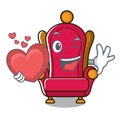 With heart king throne mascot cartoon