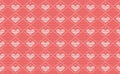 Heart Knitted Pattern Vector, White and Red Love Embroidery Continuous Background, Cloth Classic texture