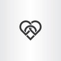 heart knot black vector icon design