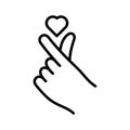 Heart kpop gesture icon. Korean culture. Pictogram isolated on a white background