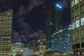 The Heart of La Defense Business District at Night Towers and Buildings Royalty Free Stock Photo