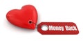 Heart with label Money Back (clipping path included)