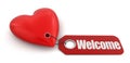 Heart with label welcome (clipping path included) Royalty Free Stock Photo