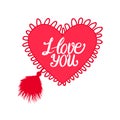 Heart with lace. Valentines day design. I love you lettering inscription