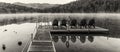 Heart Lake Dock Black and White Panorama Royalty Free Stock Photo