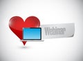 Heart laptop webinar sign illustration design