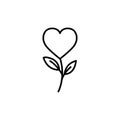 Heart with leafs line style icon