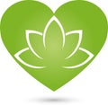 Heart and leaves, plant, wellness and vegan logo Royalty Free Stock Photo