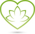 Heart and leaves, plant, wellness and vegan logo Royalty Free Stock Photo