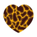 The heart is leopard print in the style of the 90s. Leopard skin. Spots. Vector isolated illustration on a white background Royalty Free Stock Photo