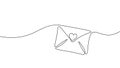 Heart letter single continuous line art. Romantic love date relationship couple silhouette concept design one sketch