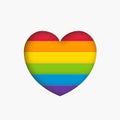 Heart lgbt sign rainbow color stripe. Pride flag Paper cut heart shape Concept love symbol. Vector Royalty Free Stock Photo