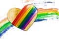 Heart with LGBT symbols on a rainbow background. Concept LGBT for design. Gay pride rainbow LGBT flag design background. Symbol of Royalty Free Stock Photo