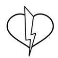 Heart, lightning icon. Line art. White background. Social media icon. Business concept. Sign, symbol, web element. Tattoo template