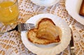 Heart-like toast with apple sauce