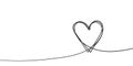 Heart line art love symbol, Continuous one line drawing heart shape outline several times, Black and white vector