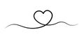 Heart line drawing continuous heart vector frame illustration single wedding silhouette elegant love art ribbon.
