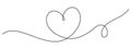 Heart line drawing ribbon in vector doodle sketch. Wedding, Valentine day love heart scribble line background