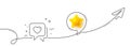 Heart line icon. Love chat sign. Continuous line with plane. Vector