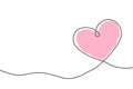 Heart line oneline. Outline shape heart continuous line drawing. Hand draw one single heart. Cute lineart design for love prints, Royalty Free Stock Photo