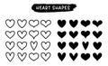 Heart line and silhouette icons isolated on white. Vector set Royalty Free Stock Photo