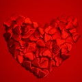 A heart lined with red hearts on a red background. Postcard. Valentine's Day. Mothers Day. March 8th.