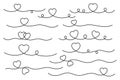 Heart lines bundle, hand drawn doodle love line for valentine`s day design. Heart text divider.