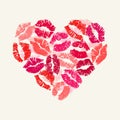 Heart with lipsticks prints. Royalty Free Stock Photo