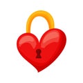 Heart lock Cartoon icons vector illustration on a white background. Great design for any purposes. Royalty Free Stock Photo