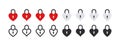 Heart lock icons. Symbols of love. Emoticons hearts. Vector images